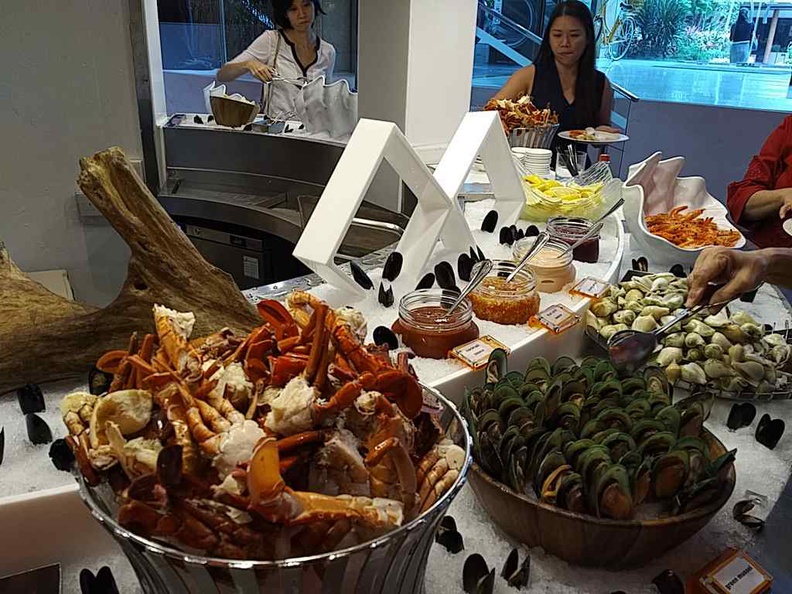 The seafood on ice offerings at the the line seafood corner