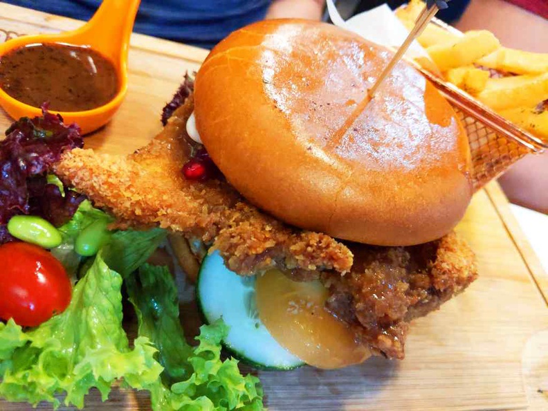 Molten double crispy chicken burger ($13)