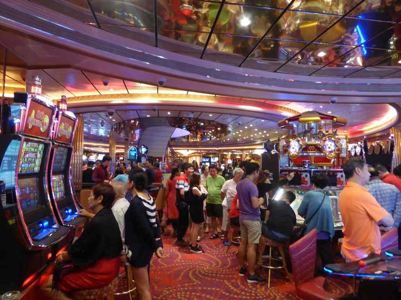 Inside the Casino floor of the Royal Caribbean Mariner of the Seas. Interestingly, this spot is a favorite for many. It opens once in international waters