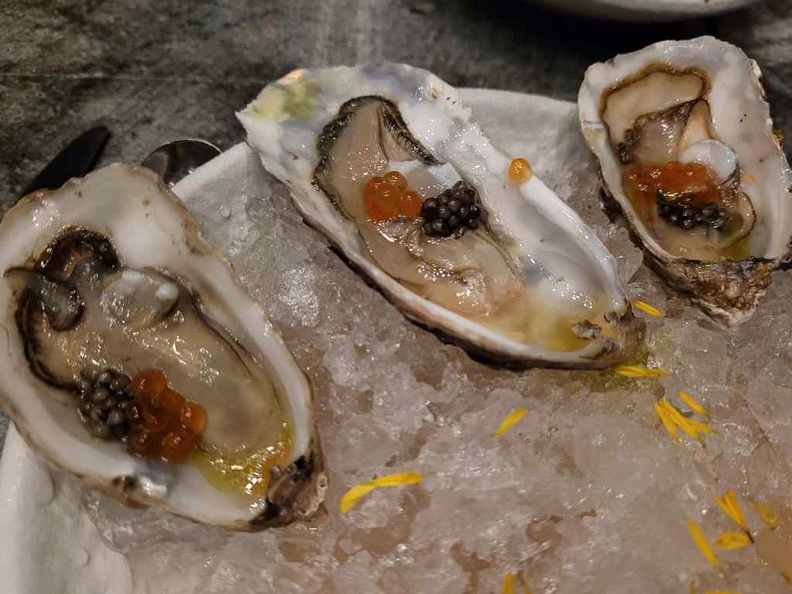 Oysters with caviar