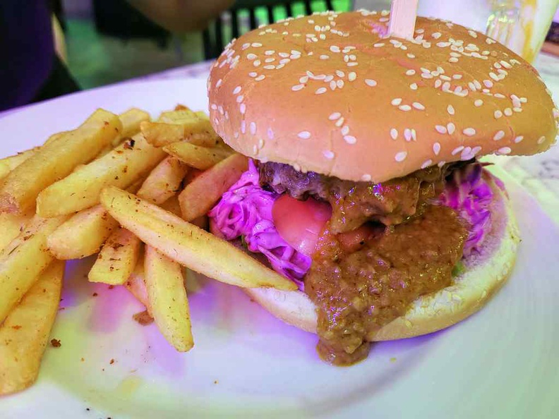 Citrus By The Pool Boss burger ($14.90). It is essentially a satay sauce beef burger, with tad a spicy taste