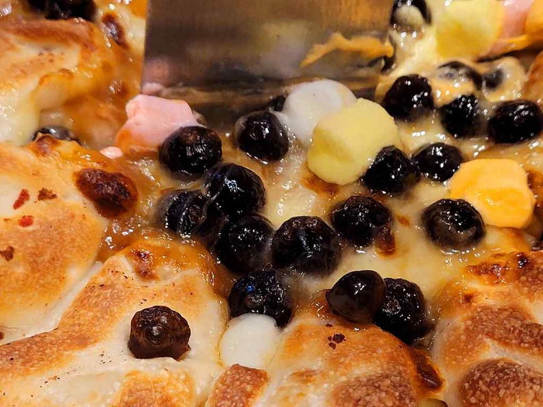 The boba pizza with brown sugar milk tea sauce. Melted pearls and marshmallows anyone
