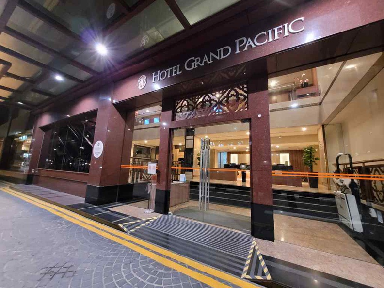 Exterior of Hotel Grand Pacific, in the heart of the city district