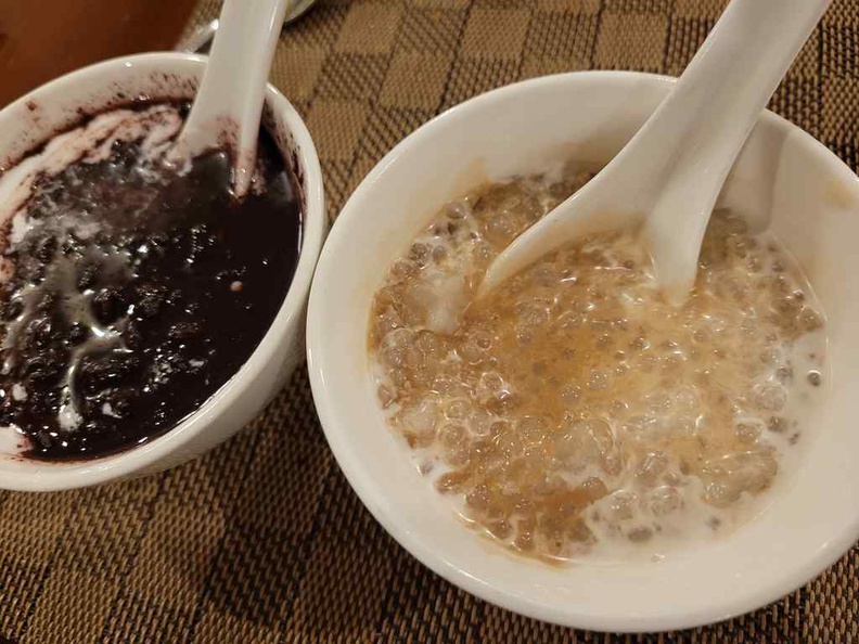 Sago Gula Melaka and Bubur Cha Cha, more of the traditional style Nyonya desserts for the go if you still have space for it