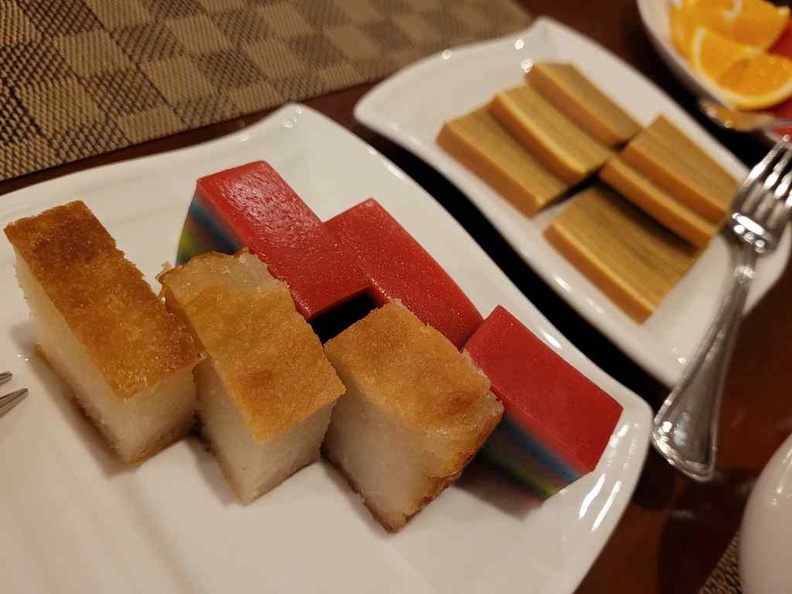 Nyonya dessert goodness with such as rainbow Nyonya Kueh and Kueh Lapis.