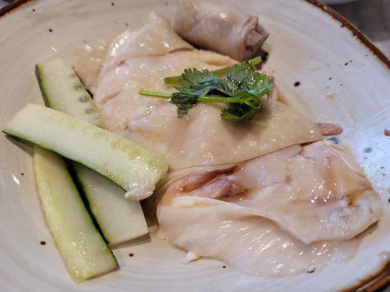 Their white steamed chicken is recommended. It is silky smooth and has an impressive clear crystal look in some areas