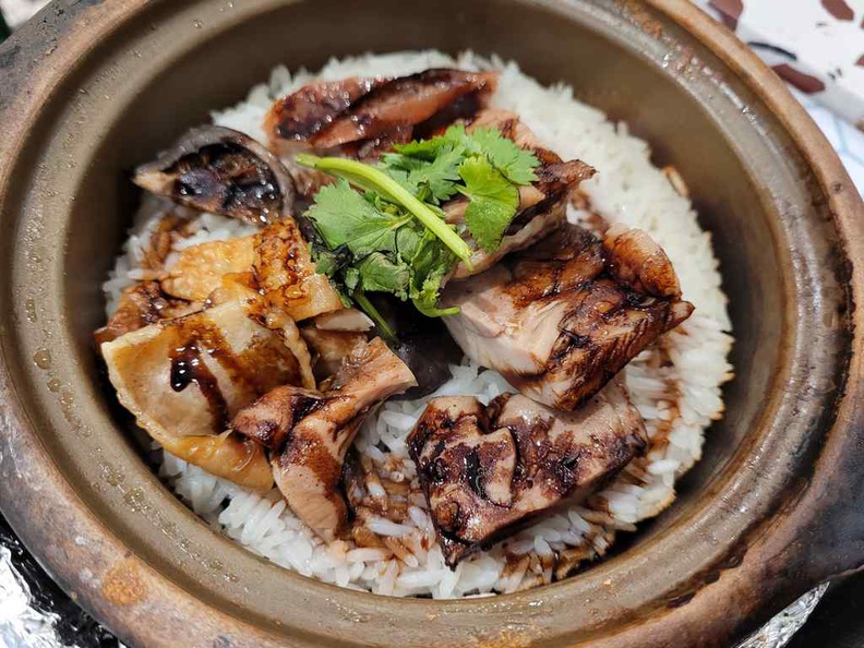 The chicken claypot is tender and juicy, though could do better with more vegetables