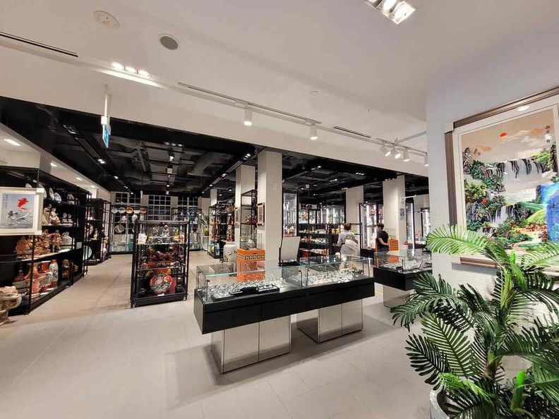 Handicraft floor with most of the displays behind glass counters