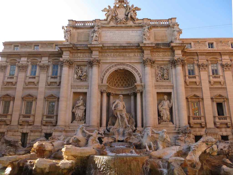 Trevi fountain at Palazzo Poli in Rome, an iconic public fountain sculpture Rome Italy