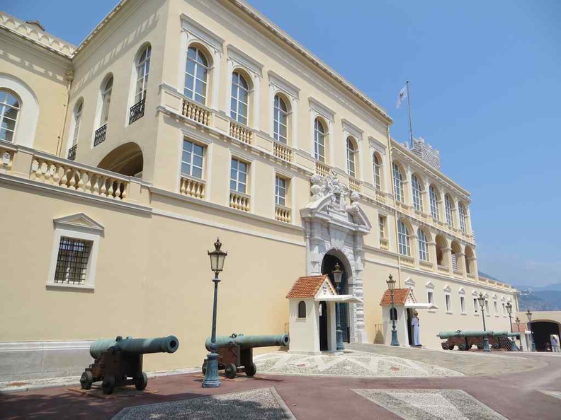 Front courtyard of the Monaco city palace also known as Prince's Palace of Monaco, built in 1191 as a Genoese fortress