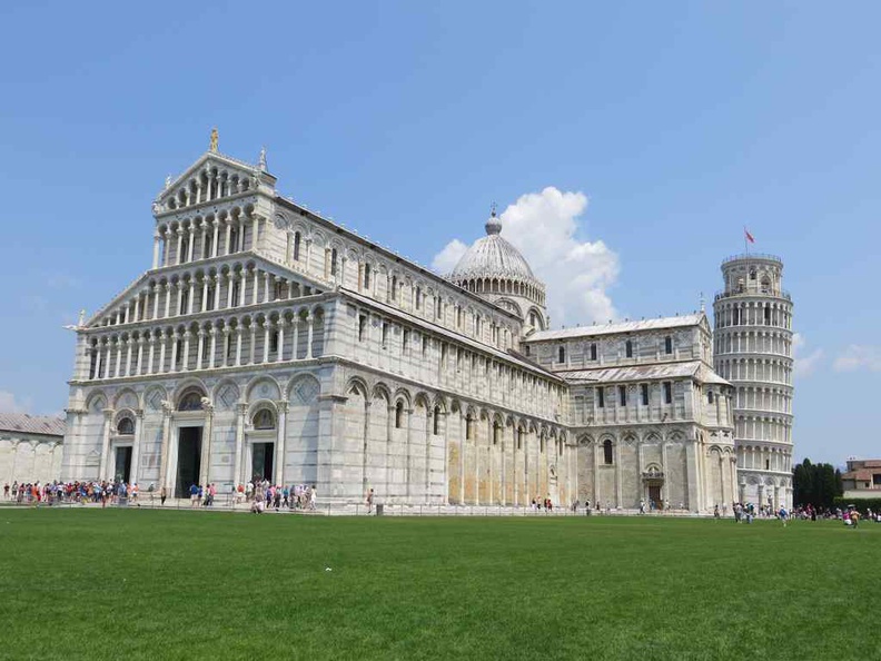 Exterior of the Pisa Italy Duomo Cathedral and Baptistery behind it