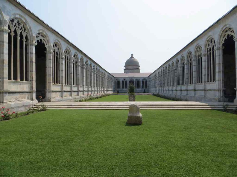 Interior of the Camposanto Monumental cemetery grounds Pisa Italy