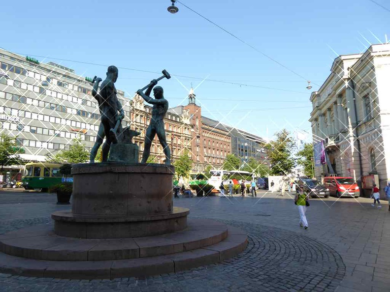 Helsinki central square and shopping street