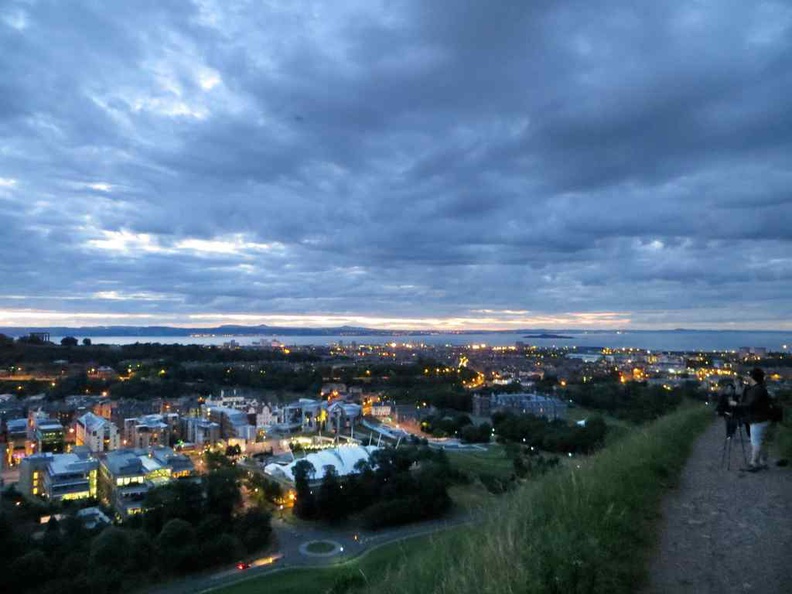 View from the top of Arthur's Seat past sunset dusk