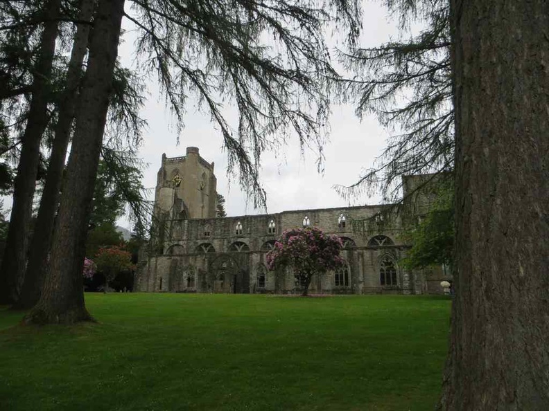 Dunkeld Cathedral in a chill forest by a lake