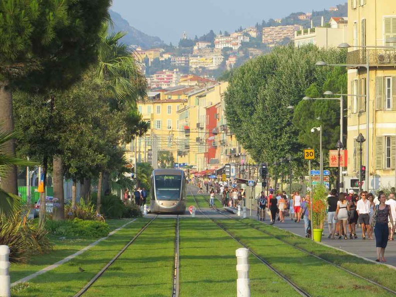 Trams and buses are the way to get around the city, Nice France