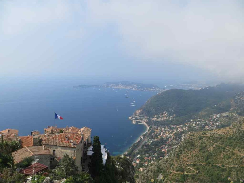 View of Le Jardin d'Èze, Frnech Riviera coastal hill top town along the Cote d azur