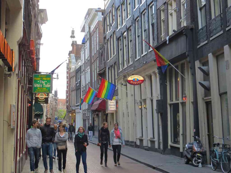 Roaming about through the shopping streets in central town Amsterdam Netherlands