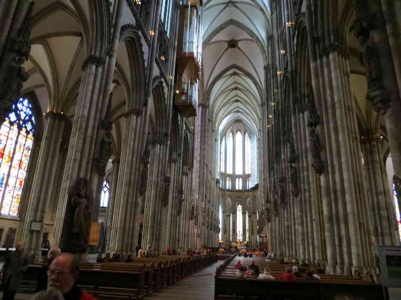 Cologne Cathedral interior, with fantastic tall ceilings and free supported center atrium from the vertical columns