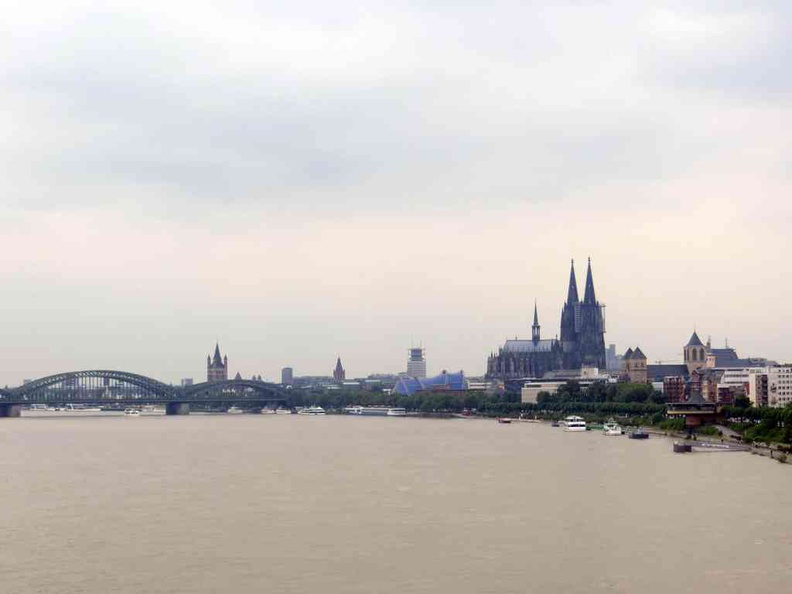 The iconic Cathedral of Cologne views from the river Rhine