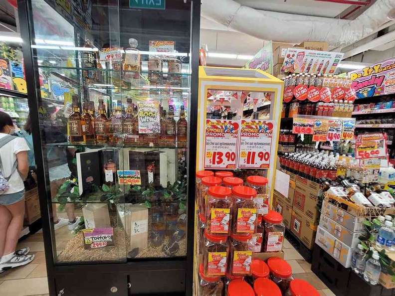 Don Don Donki JCube Booze cabinet, a mainstay of most Donki markets with a large selection of Suntory liquor