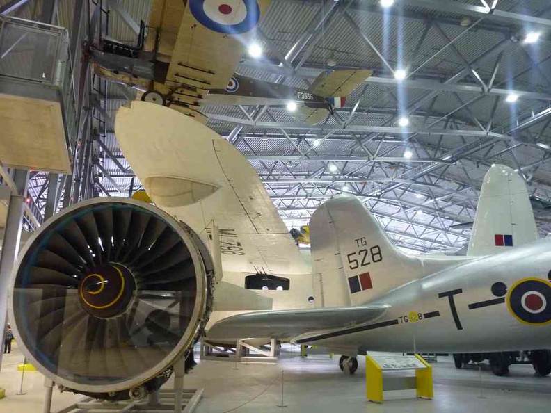 Imperial War Museum Duxford Engineering exhibitions, include by-pass jet engines on display