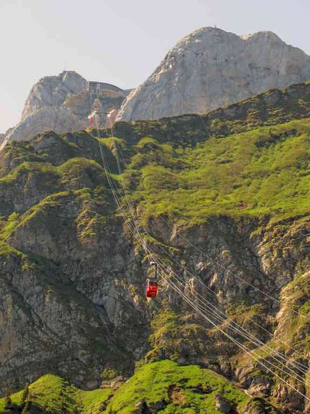 Large cable car down from Pilatus summit area