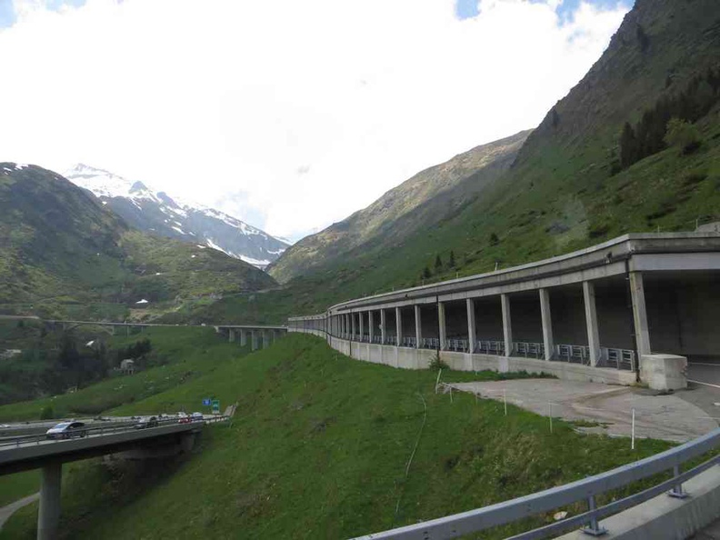 One of the many mountain road tunnels and bridges going into Lucerne Switzerland