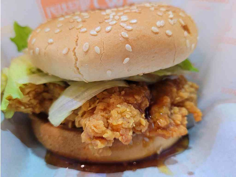 Garlic soy burger $6.90, a drippy burger with lots of added soy sauce