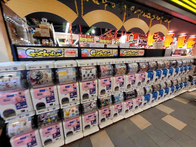 A formidable wall of Gacha machines