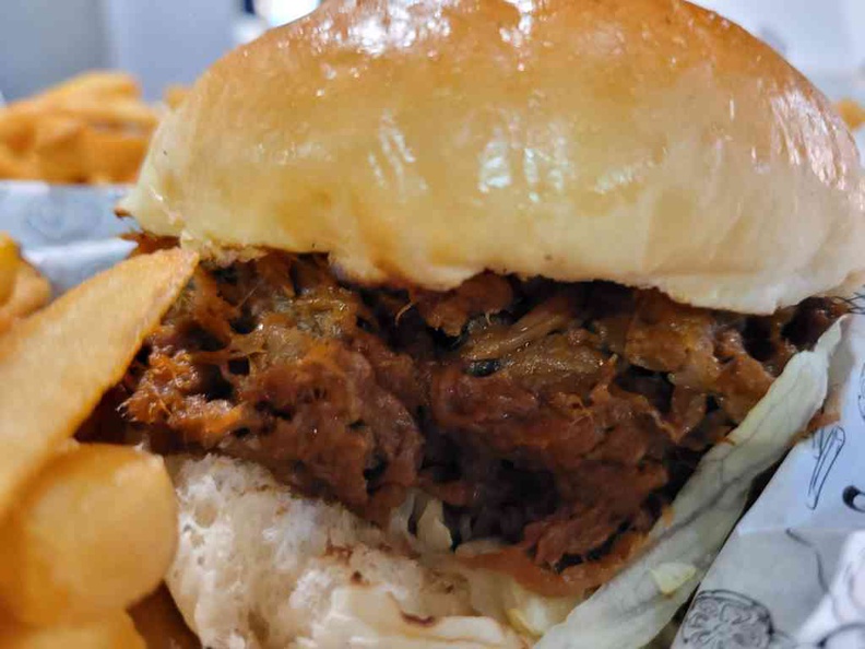 Burgs Burgers Pulled brisket burger ($10) in the double patty configuration. But it is still tad small in servings for a double patty