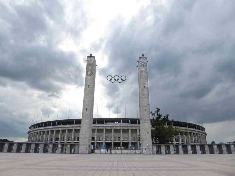 The entrance of the Berlin Olympic stadium. Welcome to the Olympiastadion