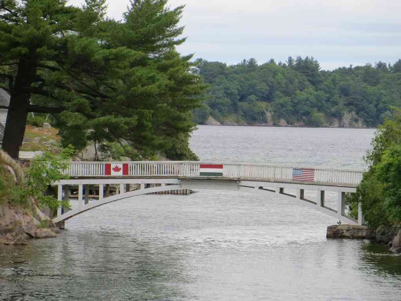 Friendship island and bridge between the US and Canadian border