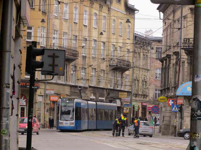 Krakow City Old town streets and local transport tram