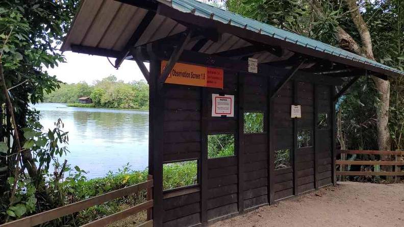 One of the many Bird observation area hide and screens along the mudflat trial