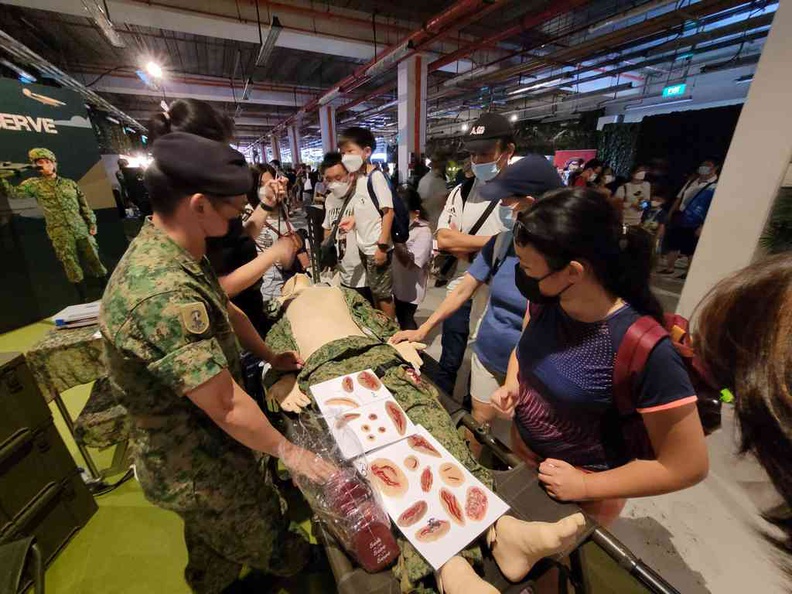 The crowded formation displays and exhibition area, like this one with the SAF medical corps