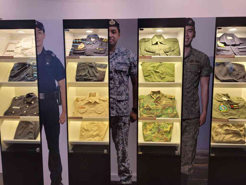 Historical old uniforms on display in the NS55 exhibition