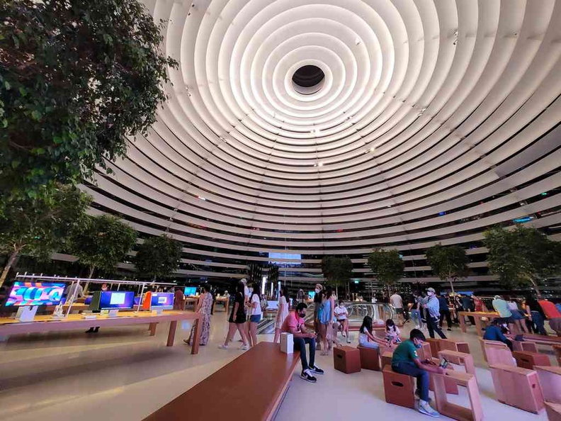 The cavernous dome and center piece of the Apple Store Marina Bay Sands