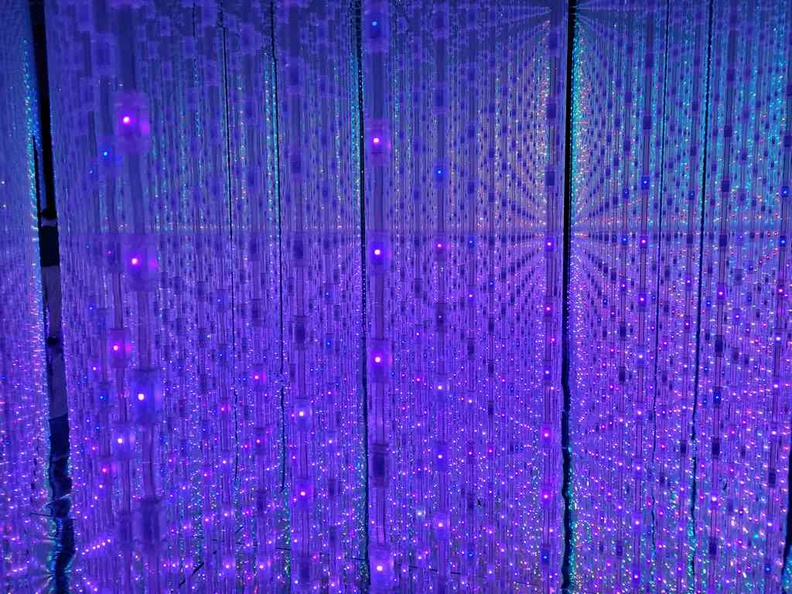 Future World Art Science Space exhibition with it's crystal wall like look made with LED strips