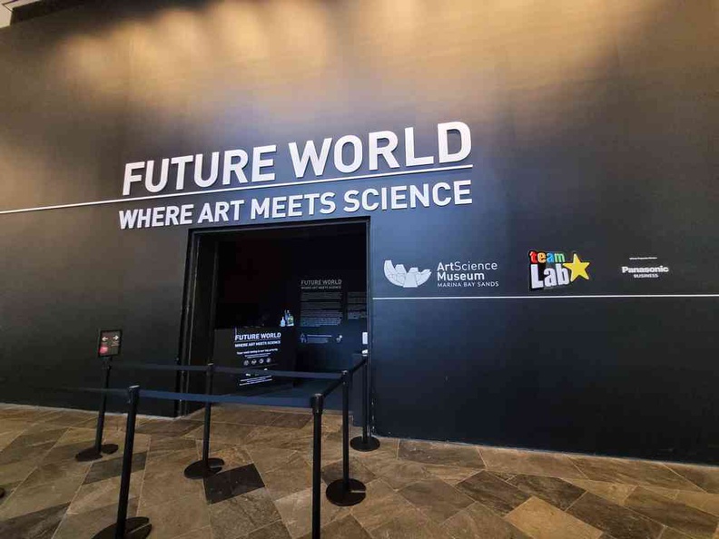The front entrance of the Future World exhibition at Art Science Museum