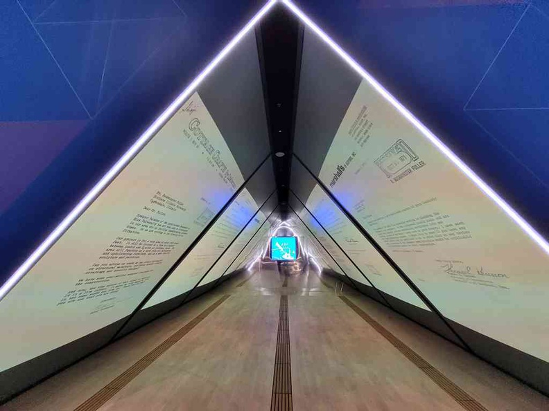 A closing exhibition with a pyramid of thoughts of the inventor and a wall inviting you to pen your thoughts and views of the future