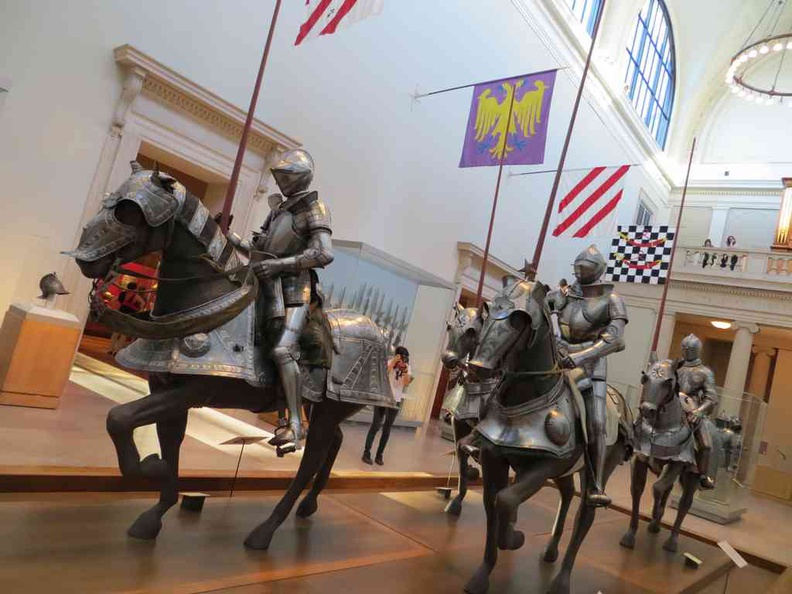 Close up of the horse and mounted knight armour in the gallery