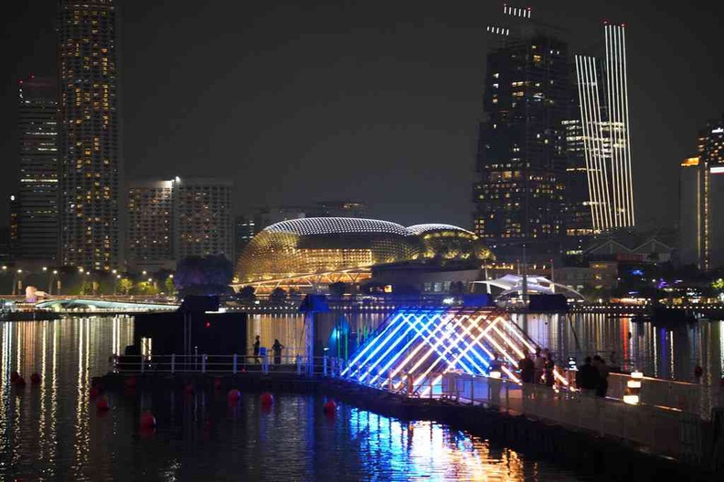 i-Lights Marina Bay 2022 The Lightwave Barge experience by Oppo with the Marina Bay skyline in the distance