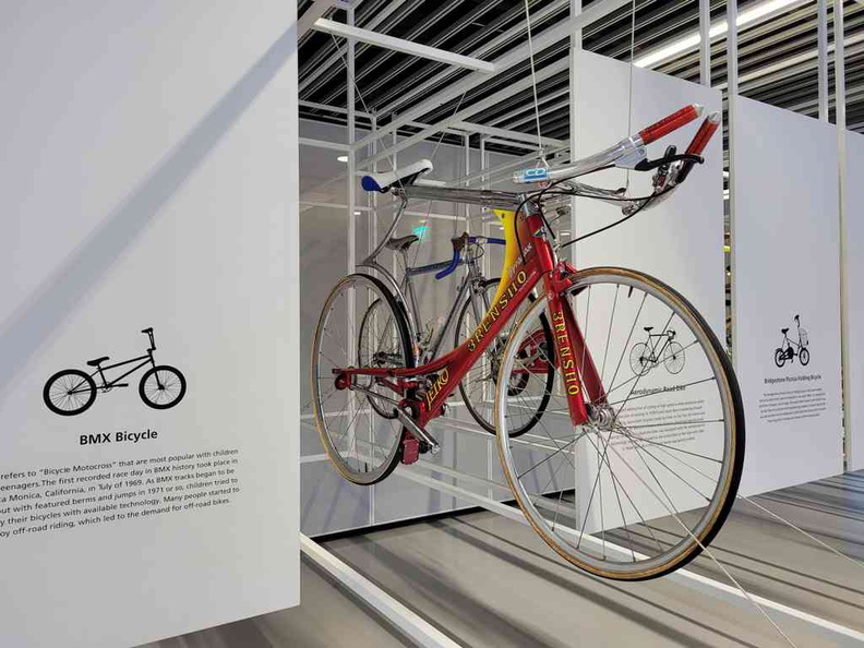 Bike rack with a collection of notable bikes through the two wheeler history