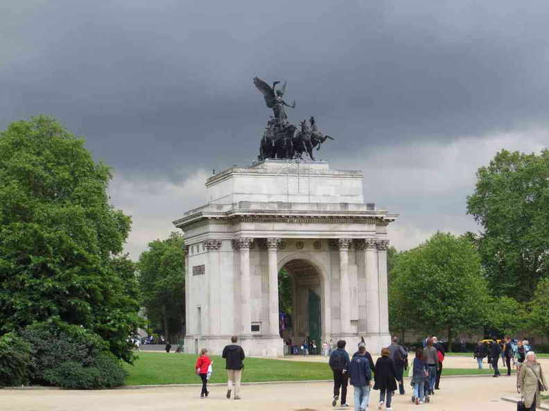 Wellington arch entrance at the eastern entrance of the park towards Buckingham Palace by Hyde Park corner