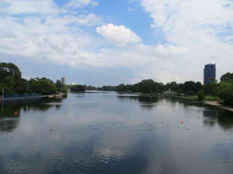 The vast Serpentine lake, one of the large inland water bodies in central London