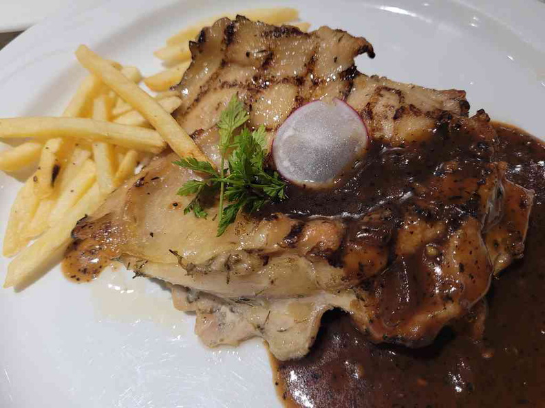 Chicken chop with black pepper sauce ($13.80)