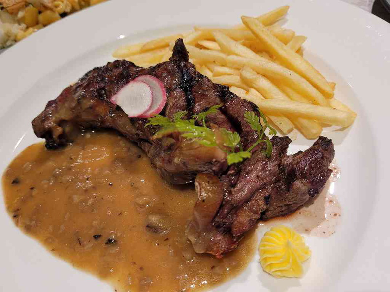 XW Western tiny sirloin beef steak medium done served with sides of straight-cut fries ($18.80). One of their less impressive offerings