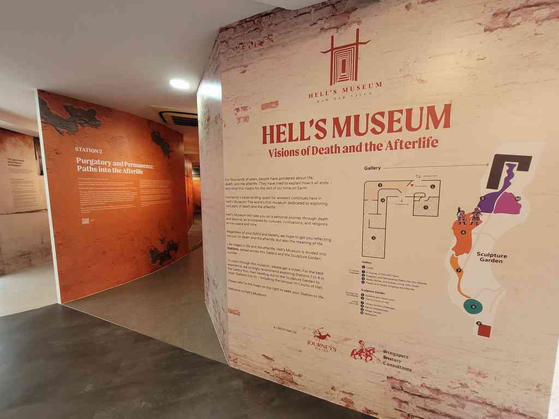 The welcome museum map and introduction at the museum gallery entrance