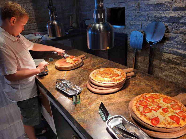 The western and pizza sector at Edge Pan pacific buffet . You can watch your pizza being hand-made right in front of you too